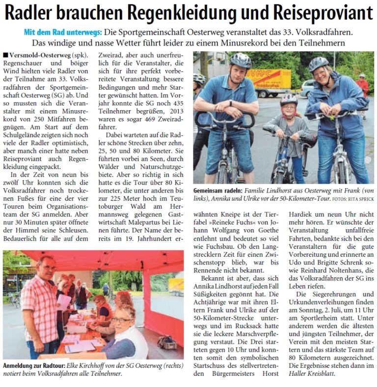 Volksradfahrtag 2017 im Regen