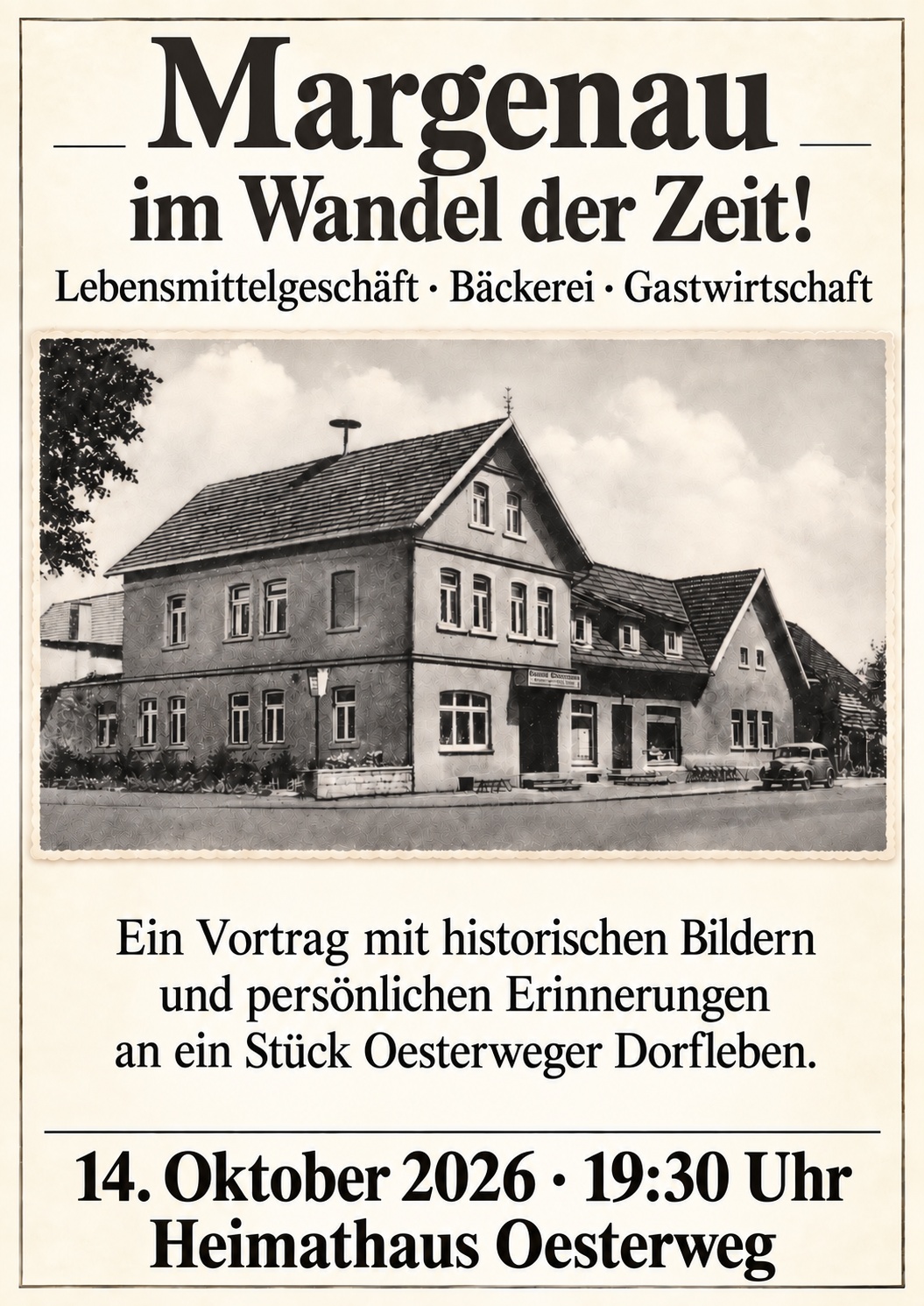 Plakat zum Vortrag "Margenau im Wandel der Zeit"