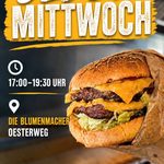 Burger und Pommes bei den "Blumenmachern"